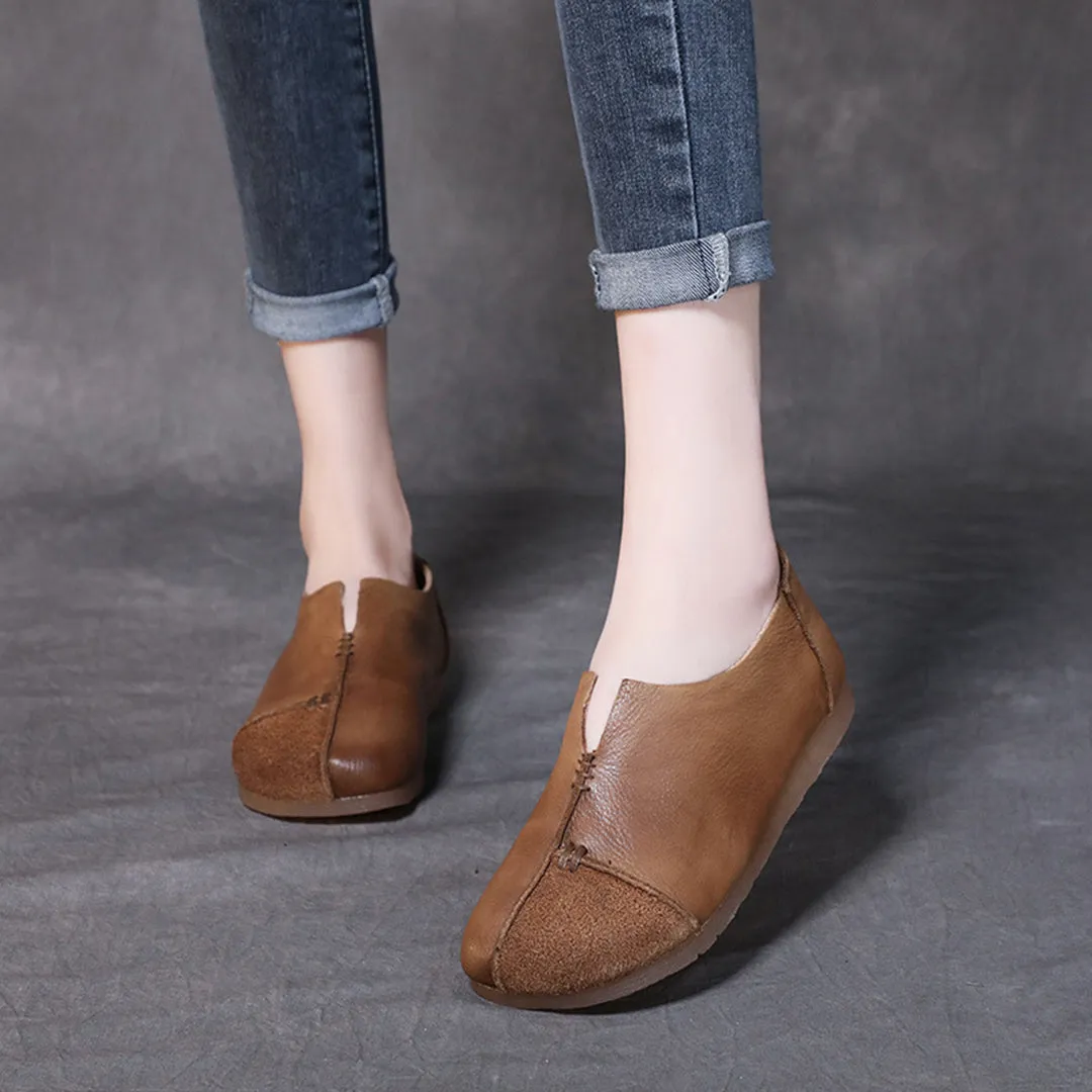 Women Spliced Slit Flat Casual Shoes