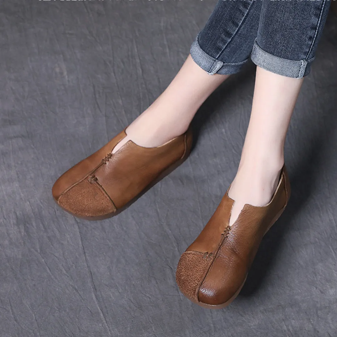 Women Spliced Slit Flat Casual Shoes