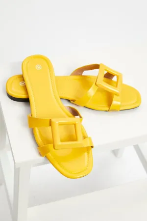 Yellow Cut Out Detail Flat Slide